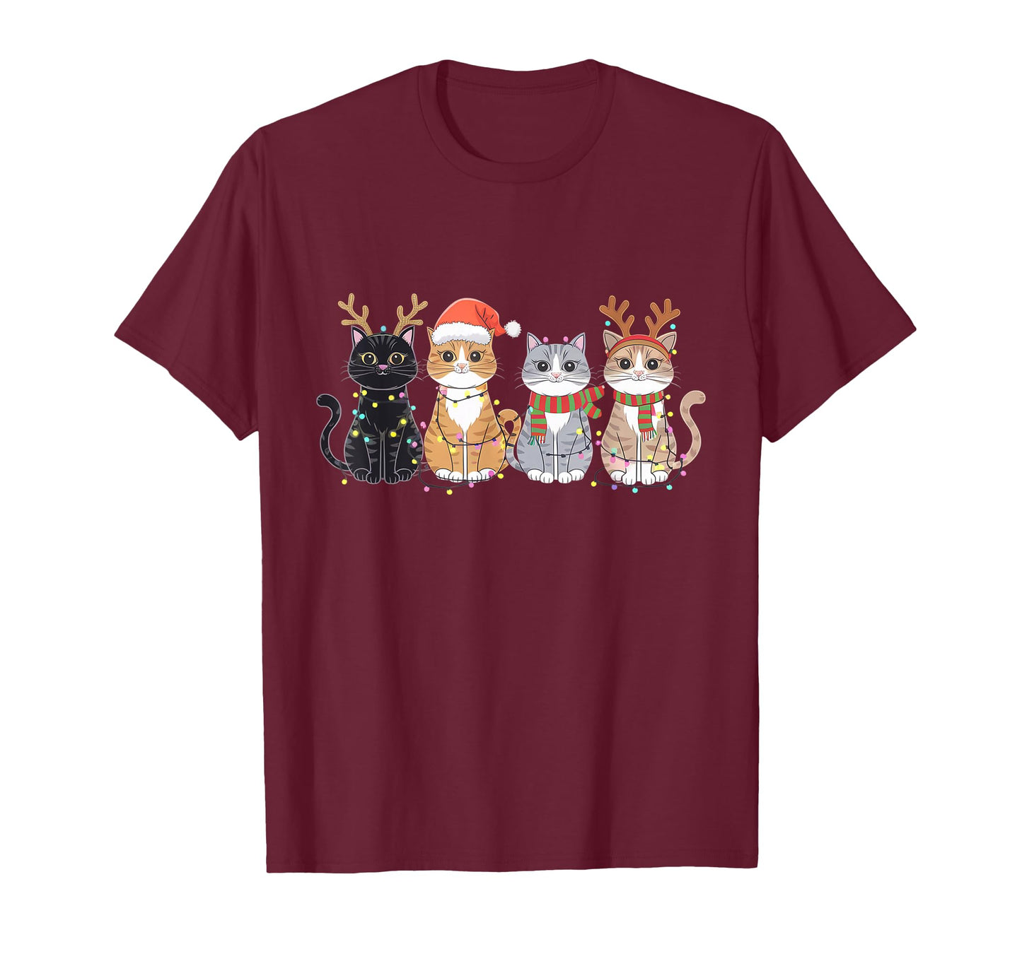 Black Cat Christmas Santa Hat Funny Meowy Cat T-Shirt