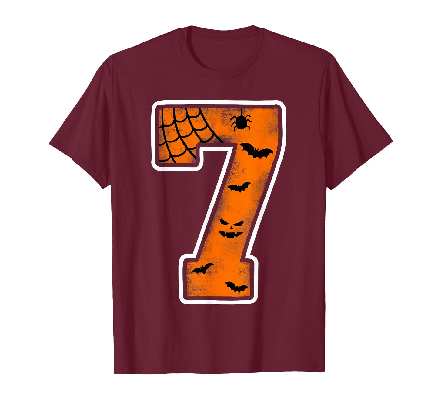 Number 7 7th Birthday Boy Seven Halloween Happy Birthday T-Shirt