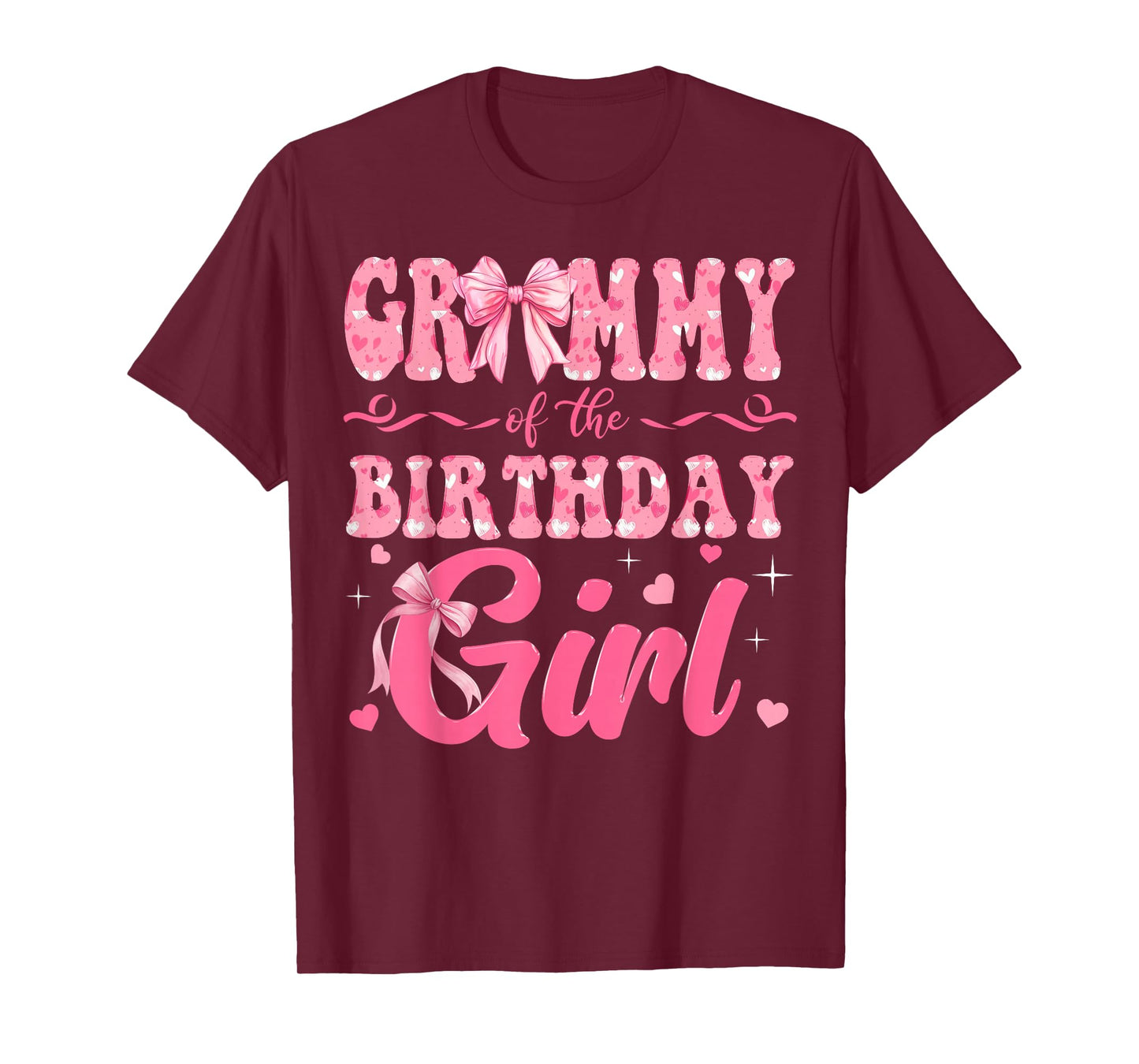Grammy of The Birthday Girl Family Pink Coquette Bow T-Shirt