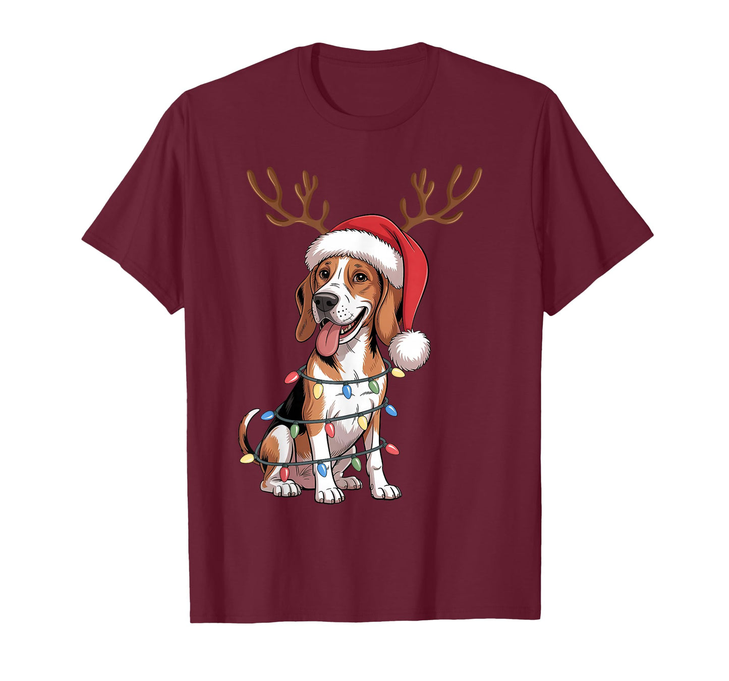 Treeing Walker Coonhound Dog Christmas Lights Santa Xmas Dog T-Shirt