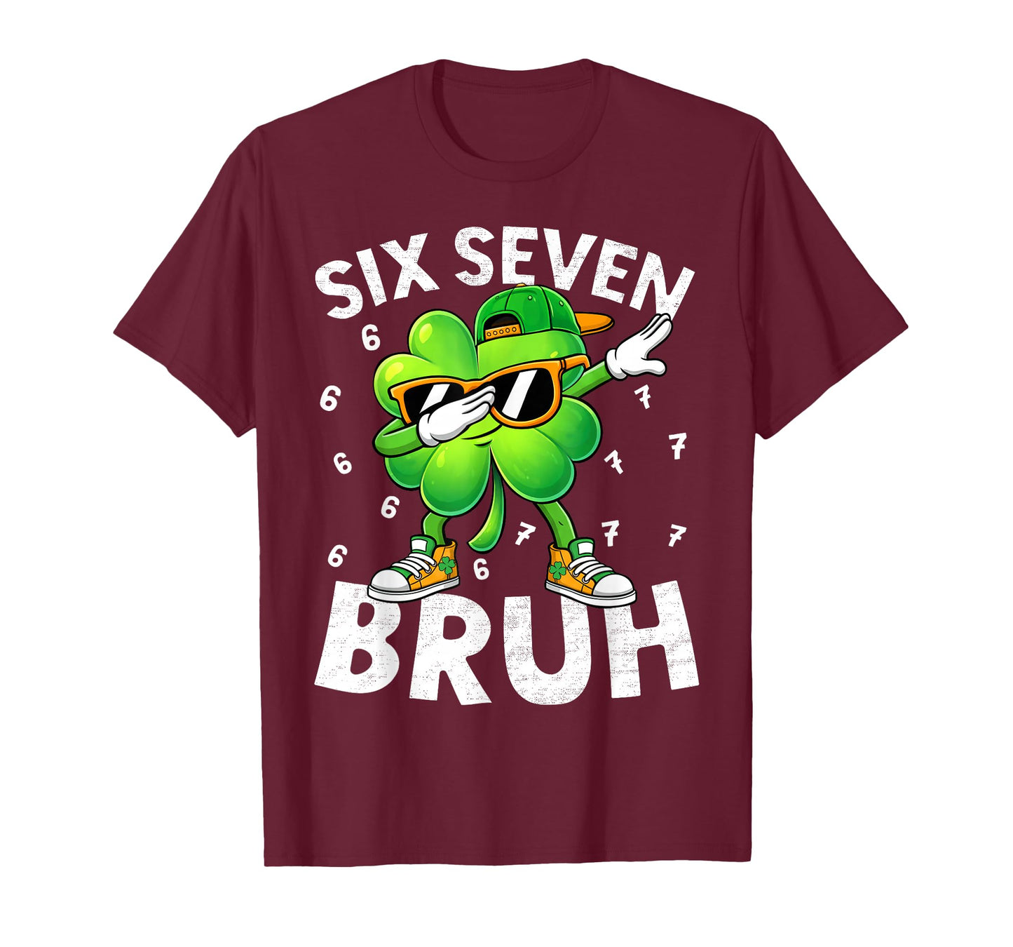Funny Six Seven Bruh St Patricks Day Dabbing Shamrock Kids T-Shirt