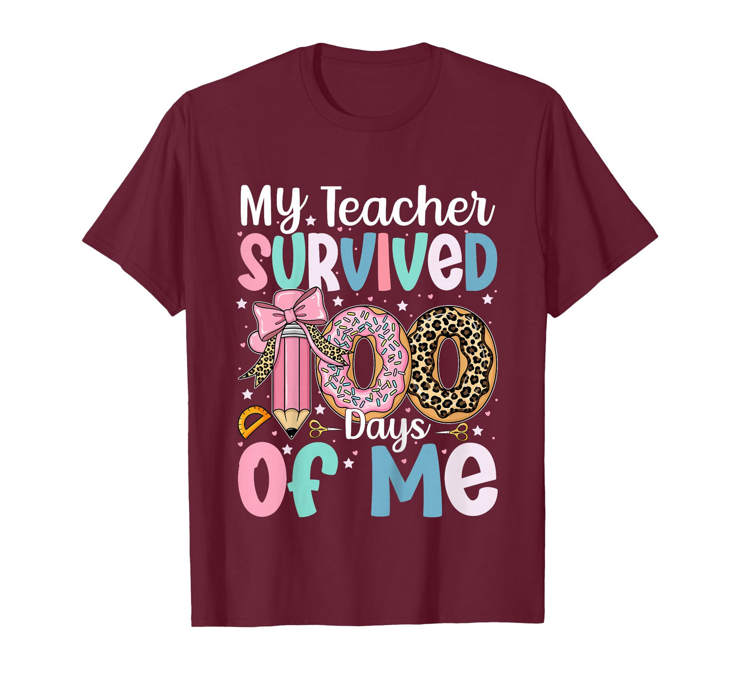 My Teacher Survived 100 Days of Me 100th Day of School Girls T-Shirt