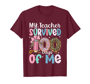 My Teacher Survived 100 Days of Me 100th Day of School Girls T-Shirt