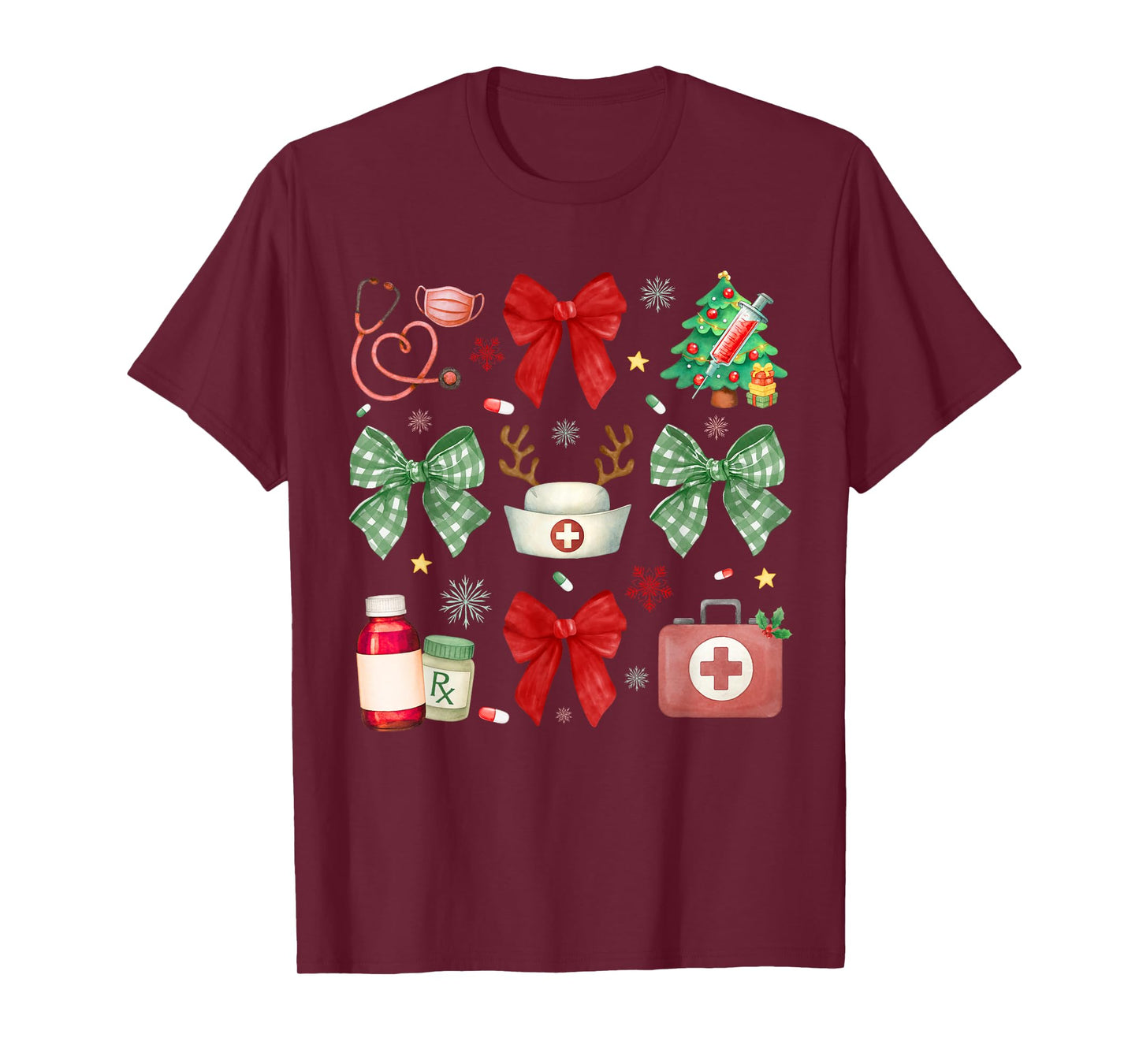 Nurse Christmas Coquette Bow Xmas Nursing RN PCT CNA T-Shirt