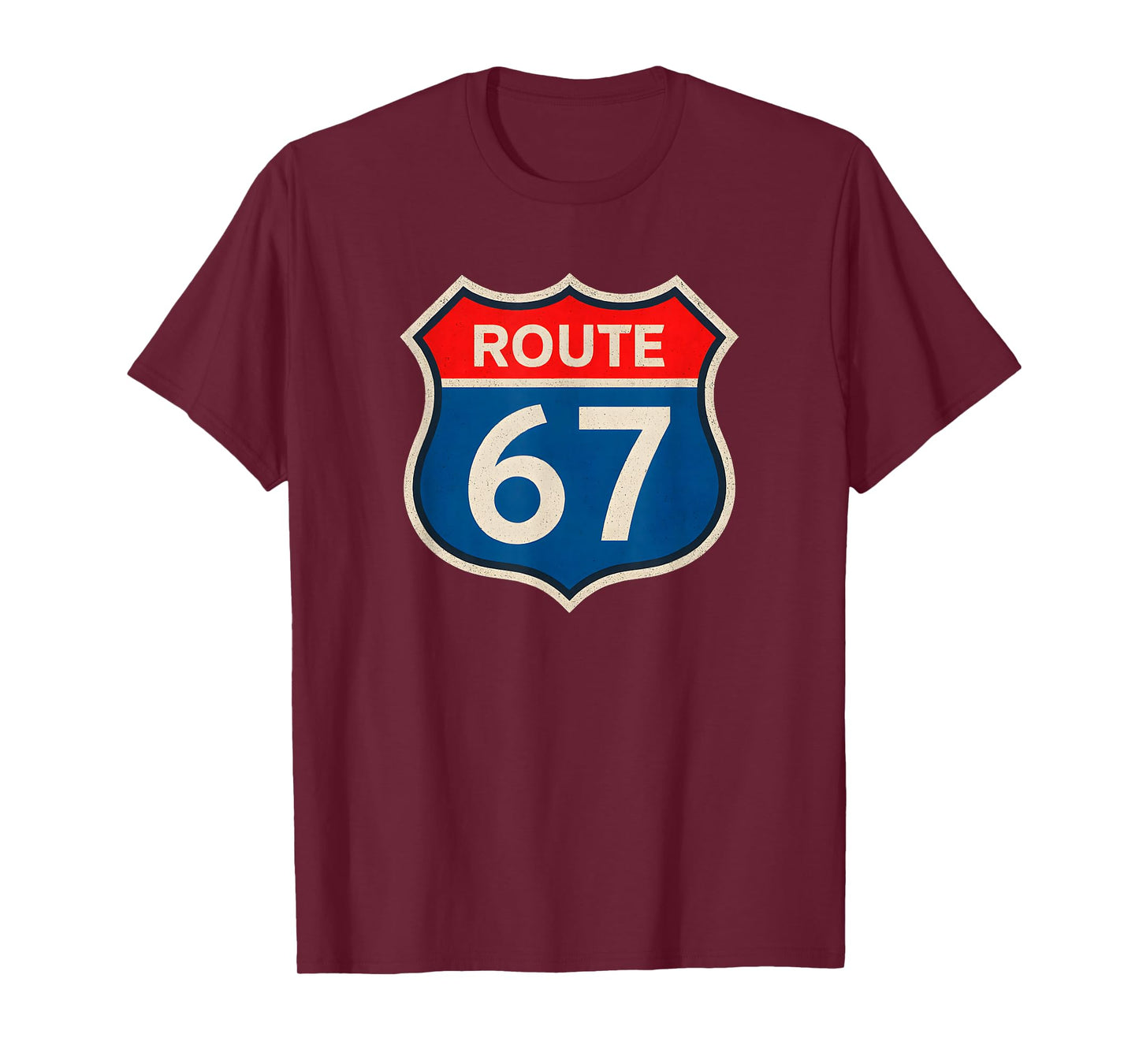 Retro Route 67 Meme Six Seven Aura Energy Number 67 Humor T-Shirt