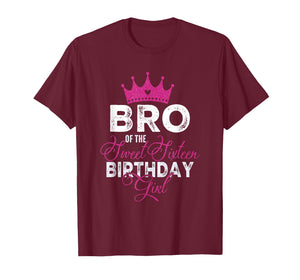 Bro of The Sweet Sixteen Bday Girl 16th Pink Crown T-Shirt