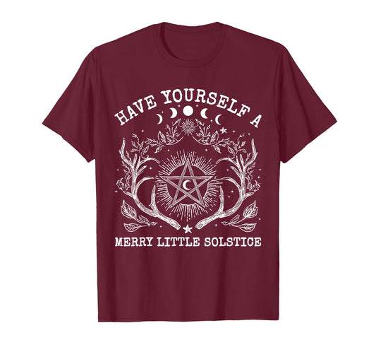 Retro Have Yourself A Merry Little Solstice Yule Christmas T-Shirt