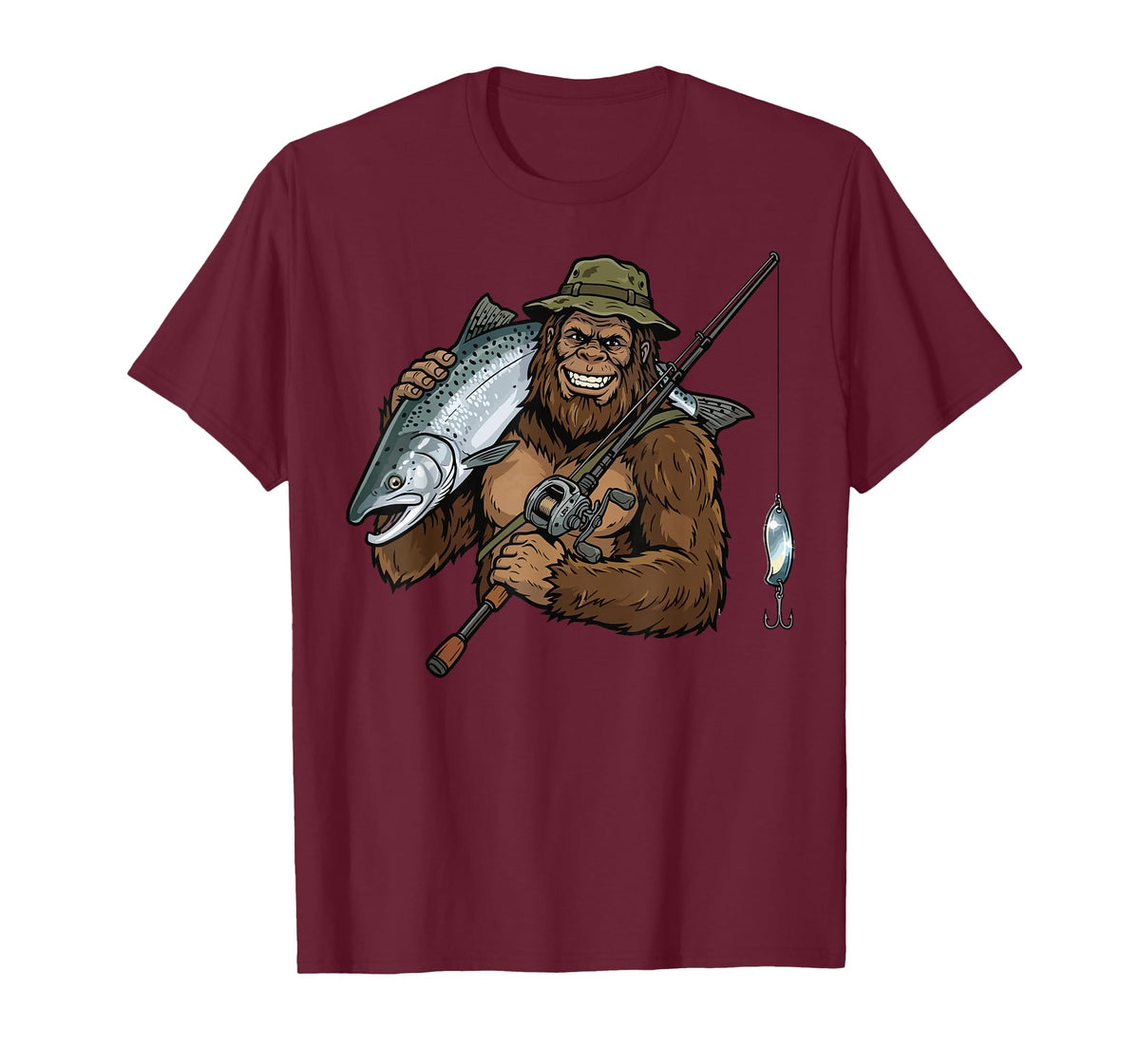 King Salmon Fishing Funny Bigfoot T-Shirt