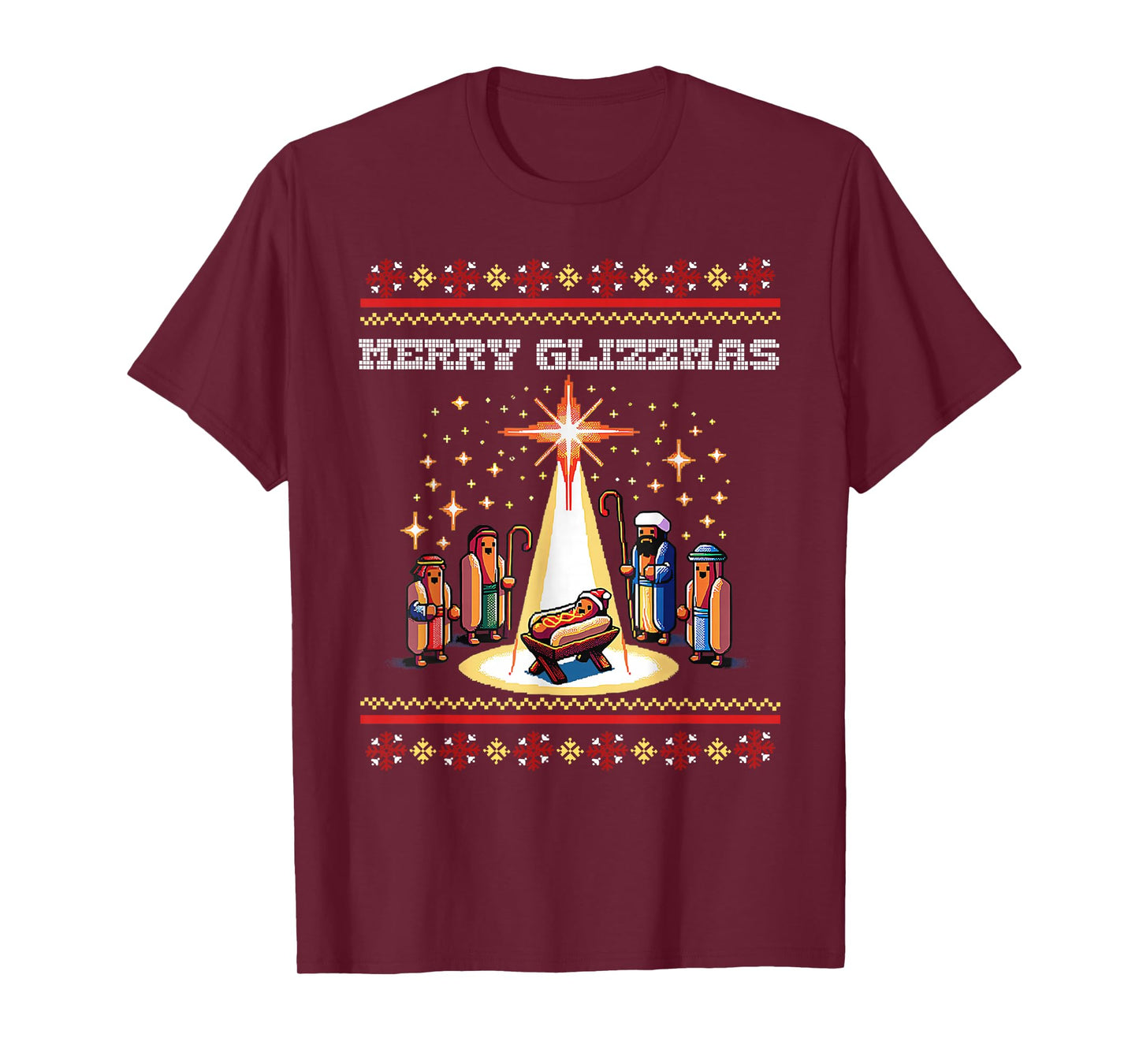 Funny Merry Glizzmas Hot Dogs Family Group Ugly Christmas T-Shirt