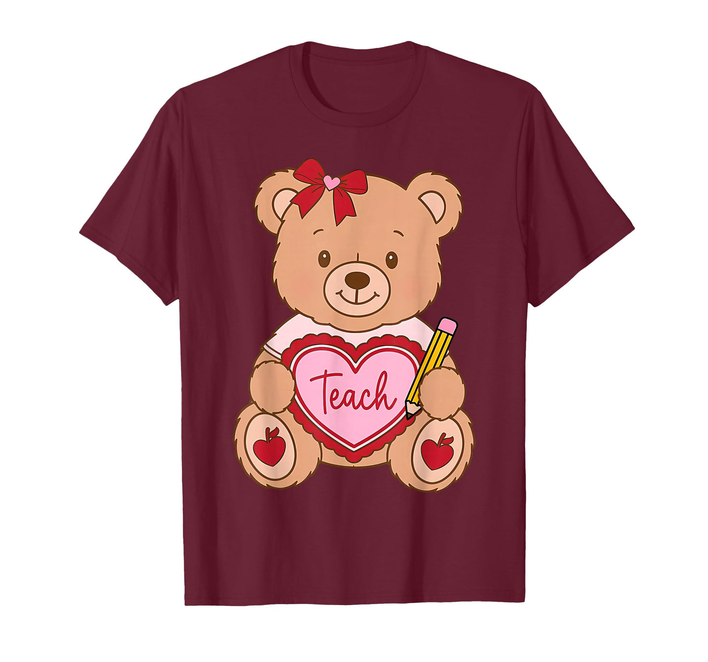 Teacher Bear Valentine Tech Valentines Day Girl Boy Teen Kid T-Shirt