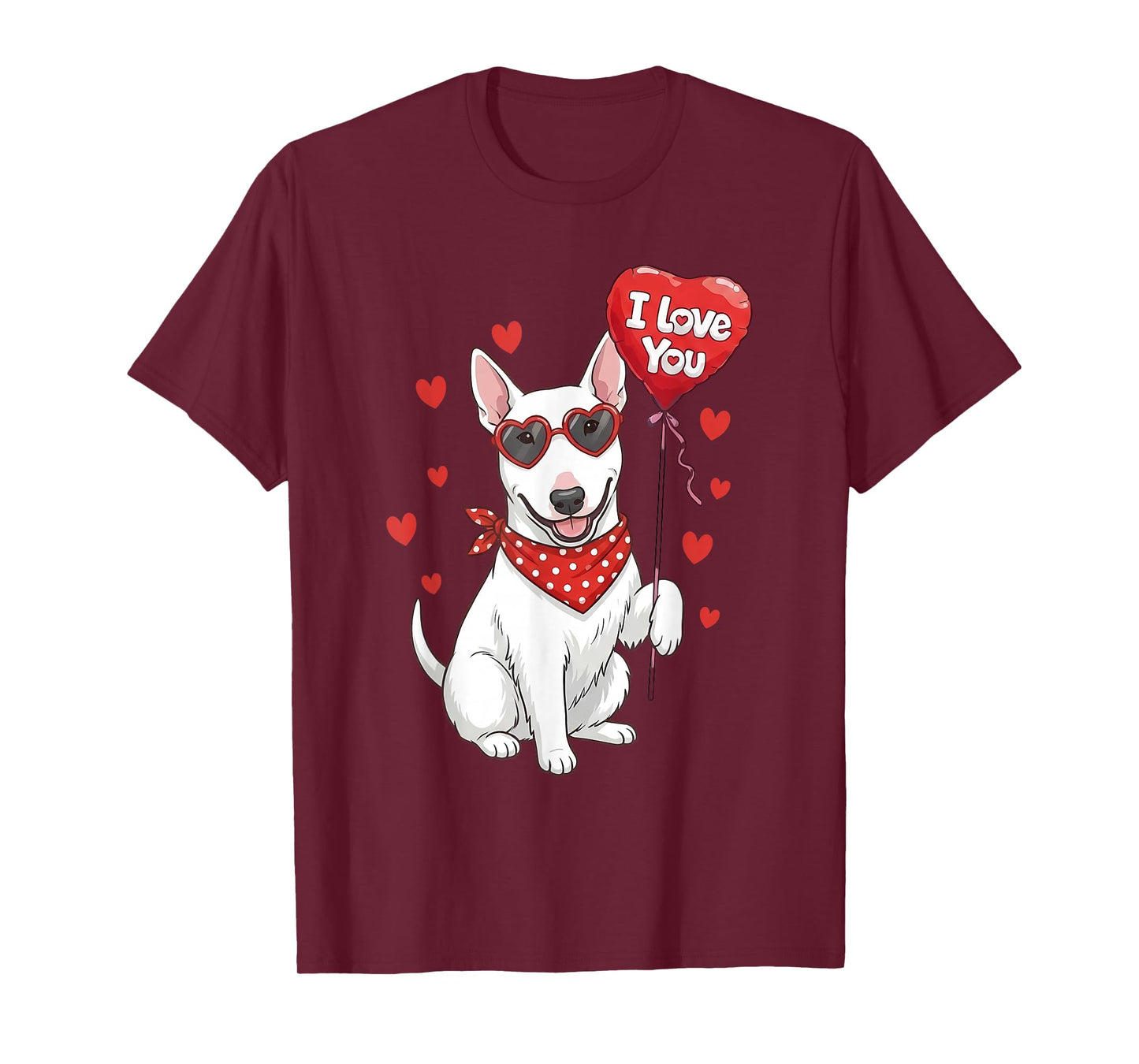Bull Terrier Valentine Heart I Love You Dog Lovers T-Shirt