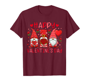 Cute Three Gnomes and Heart Love Happy Valentine's Day T-Shirt