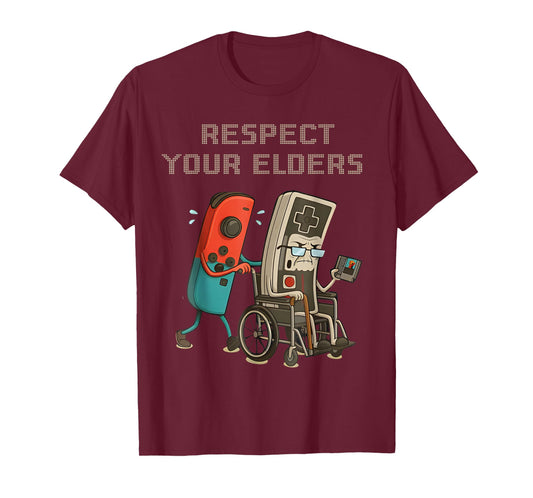 Respect Your Elders Funny Retro Gaming Classic Console Gamer T-Shirt