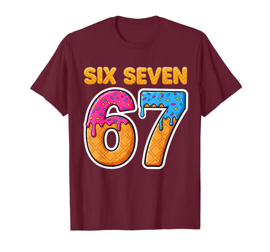 Six Seven Ice Cream Drip Gen Alpha Slang Funny 6 7 Meme T-Shirt