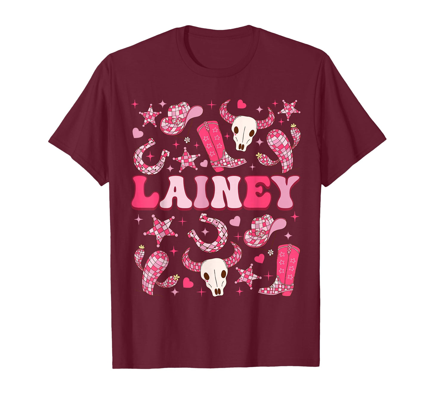 Girl Retro Lainey Groovy Cowgirl First Name Personalized 80s T-Shirt
