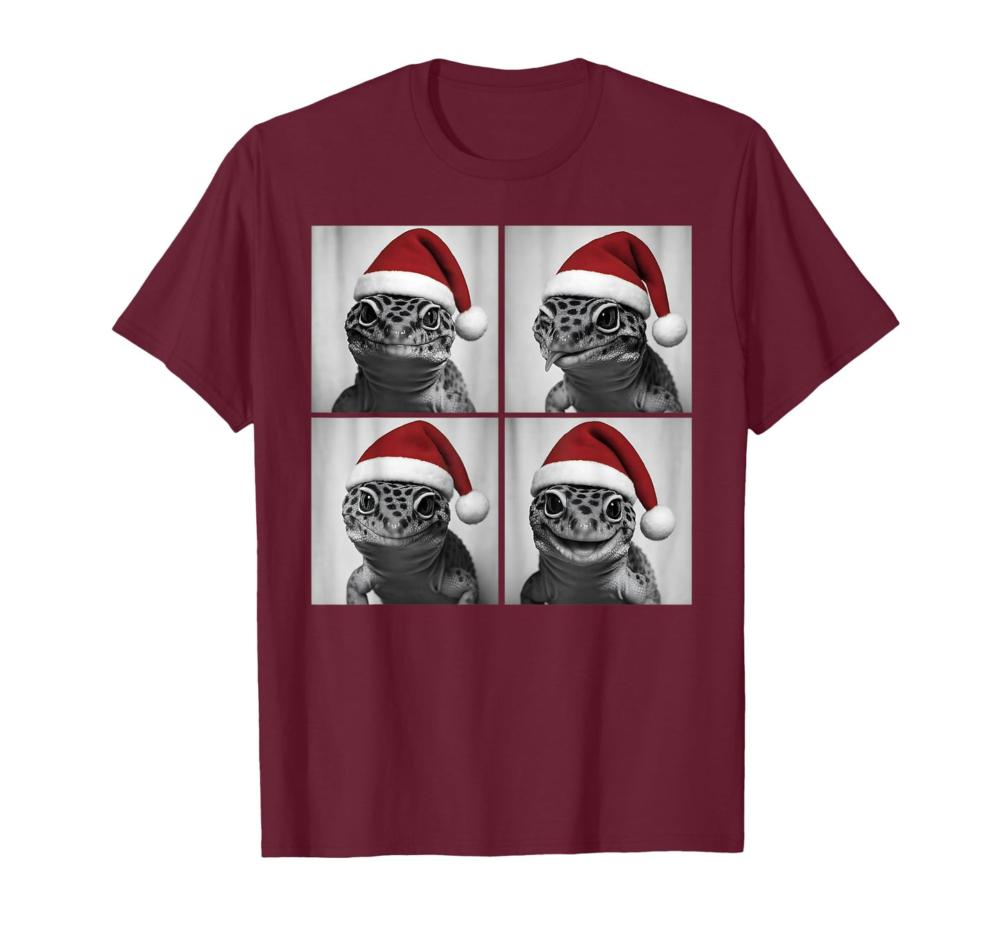 Funny Christmas Leopard Gecko Santa Photo Booth T-Shirt
