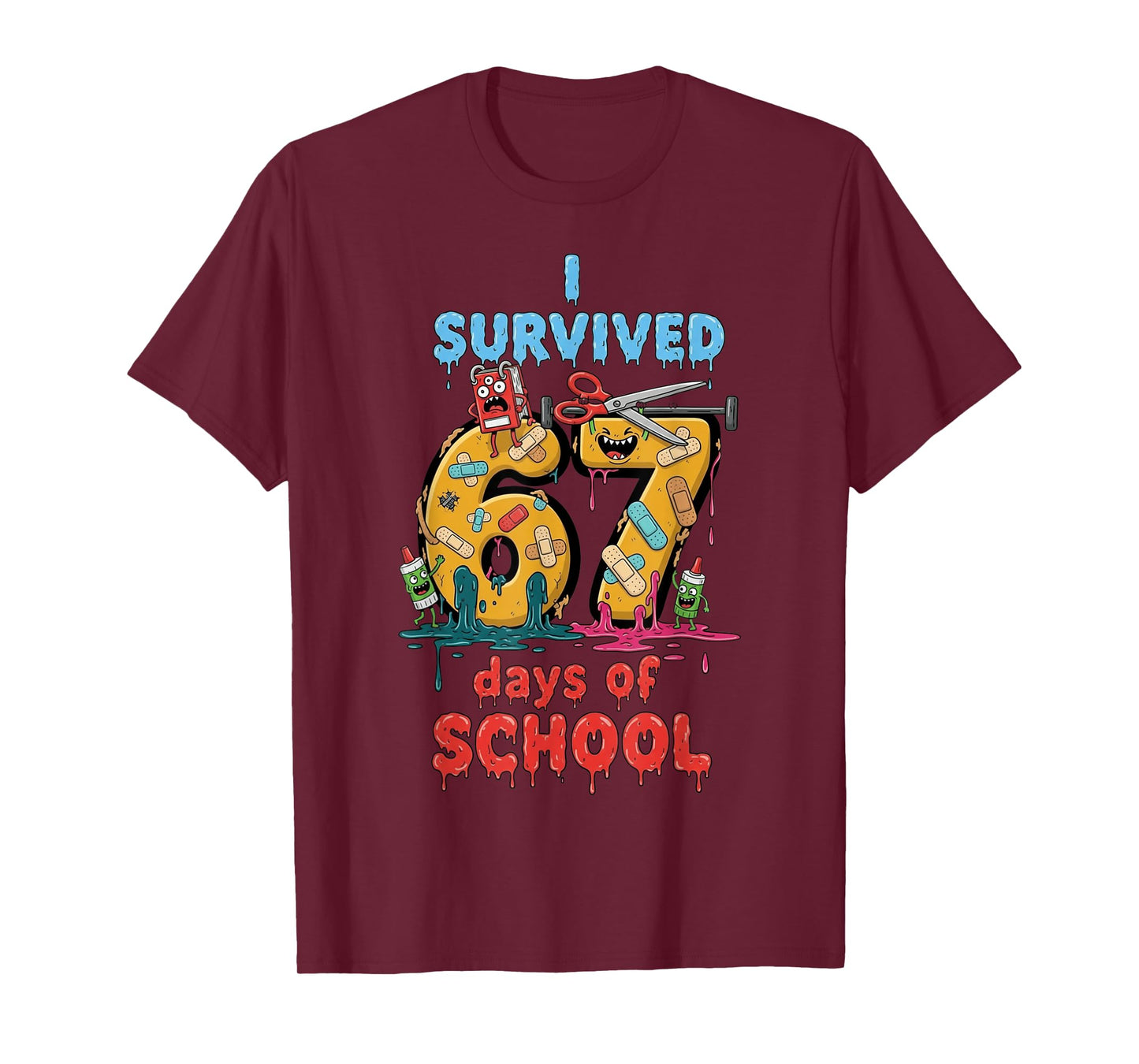 I Survived 67 Days of School Teachers Students Monster T-Shirt
