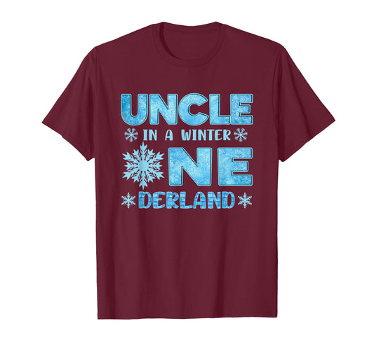 Uncle in A Winter Onederland Bday Girl Sweet Snowflake T-Shirt