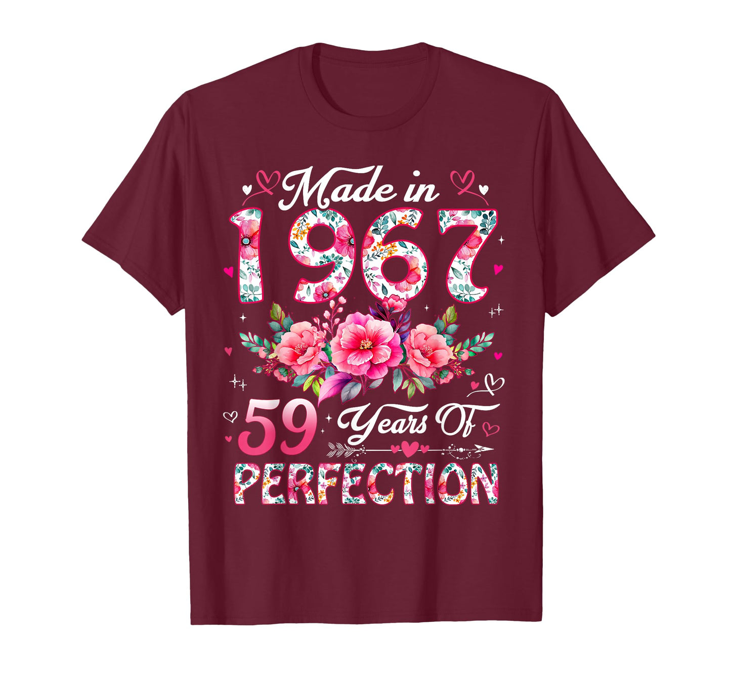 59 Year Old Made in 1967 Floral 59th Birthday Women T-Shirt