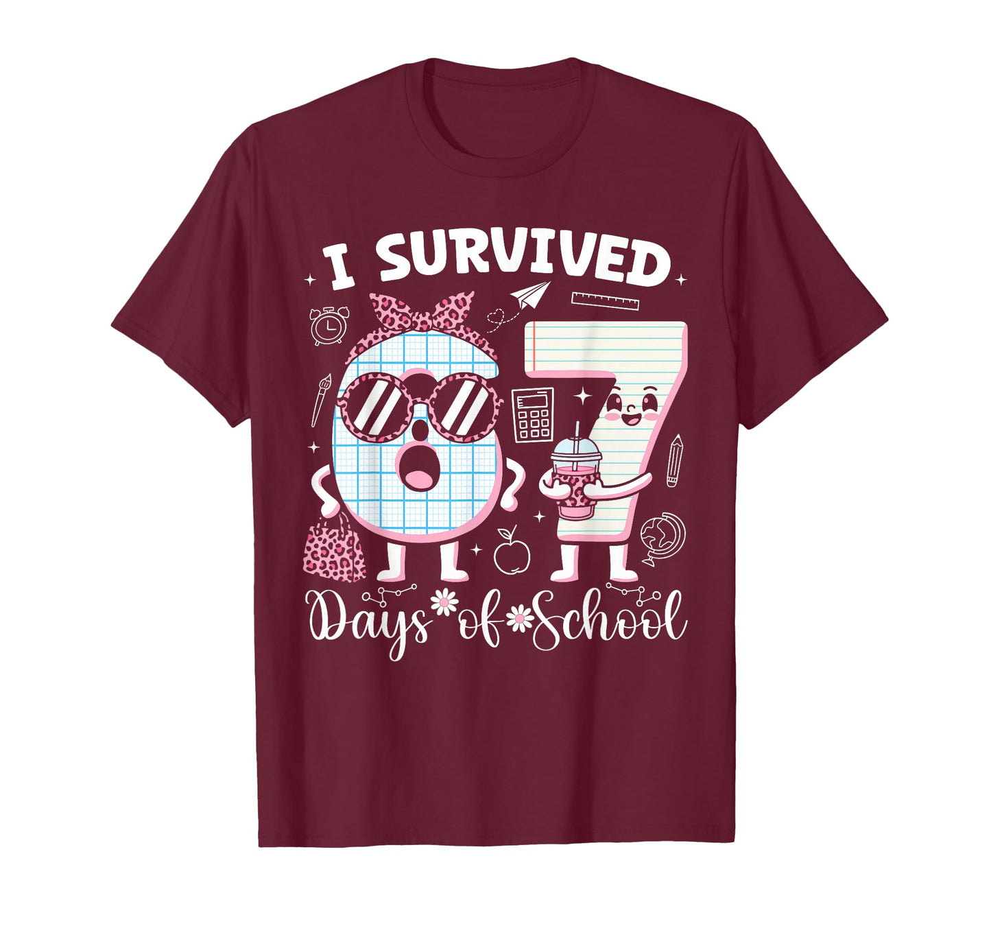 I Survived 67 Days of School Teacher Student Leopard Coffee T-Shirt