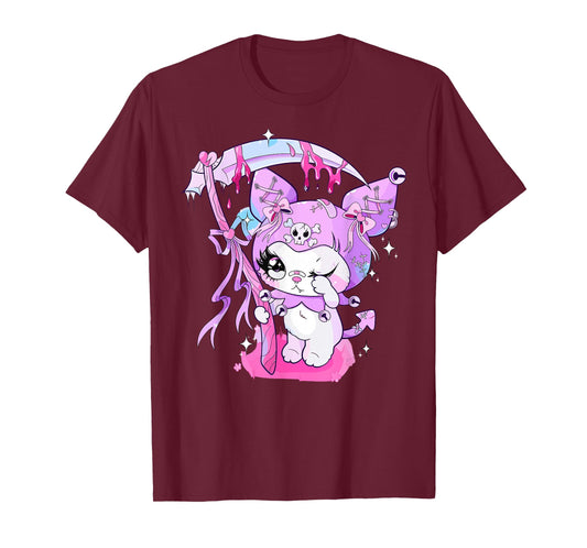 Creepy Cute Grim Kitty Reaper Kawaii Pastel Goth Cat T-Shirt