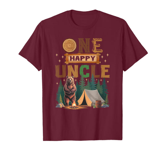 One Happy Uncle Camper 1St Birthday Camping Bear T-Shirt