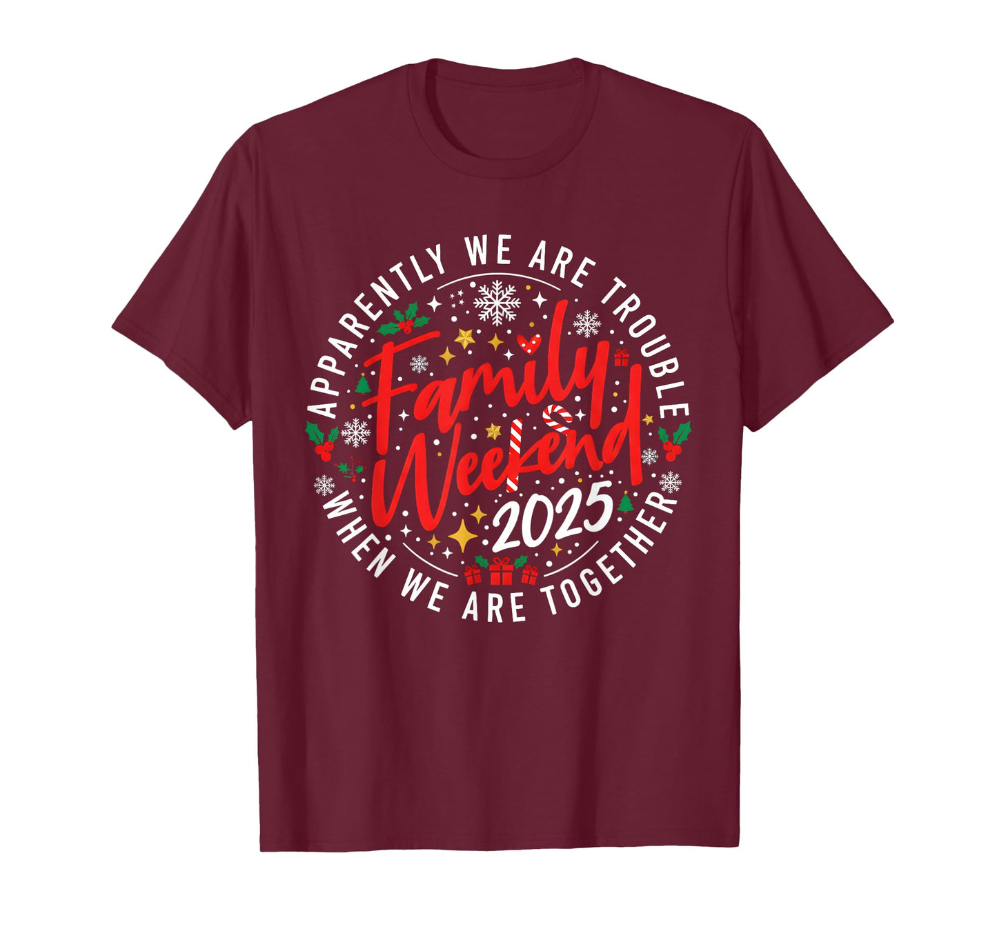 Retro Family Weekend 2025 Christmas We are Together Matching T-Shirt