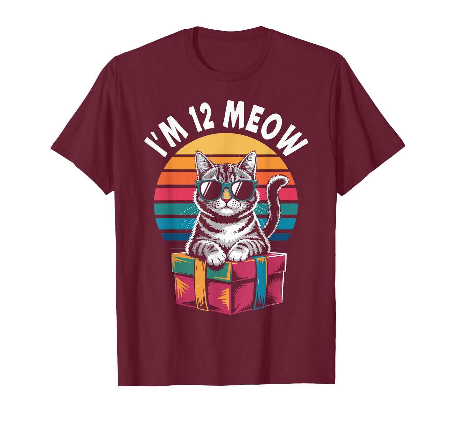 12th Birthday 12 Years Old I’m 12 Meow Funny Cat Birthday T-Shirt