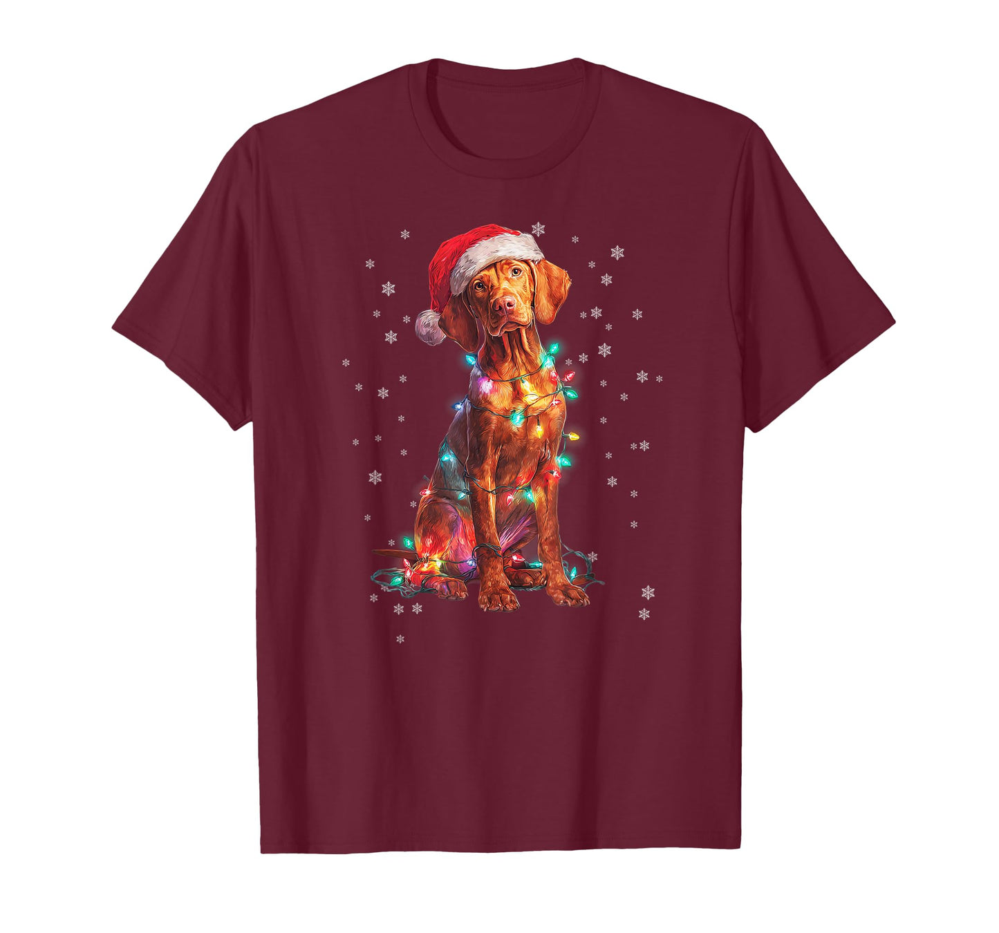 Christmas Dog Vizsla Santa Xmas Women Men Kids T-Shirt