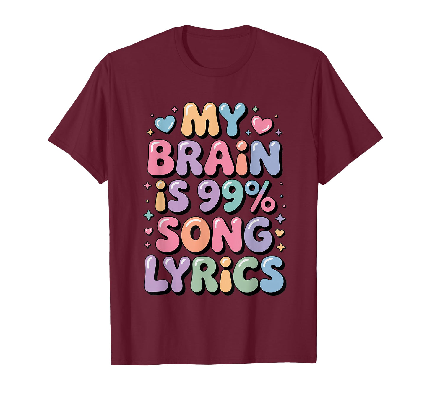 Funny Shirt My Brain is 99% Song Lyrics Pastel Korean Pop T-Shirt