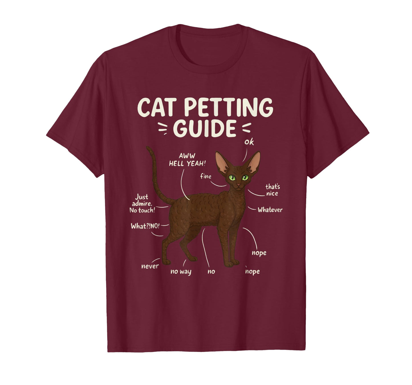 Devon Rex Cat Petting Guide Funny Cat Lover T-Shirt