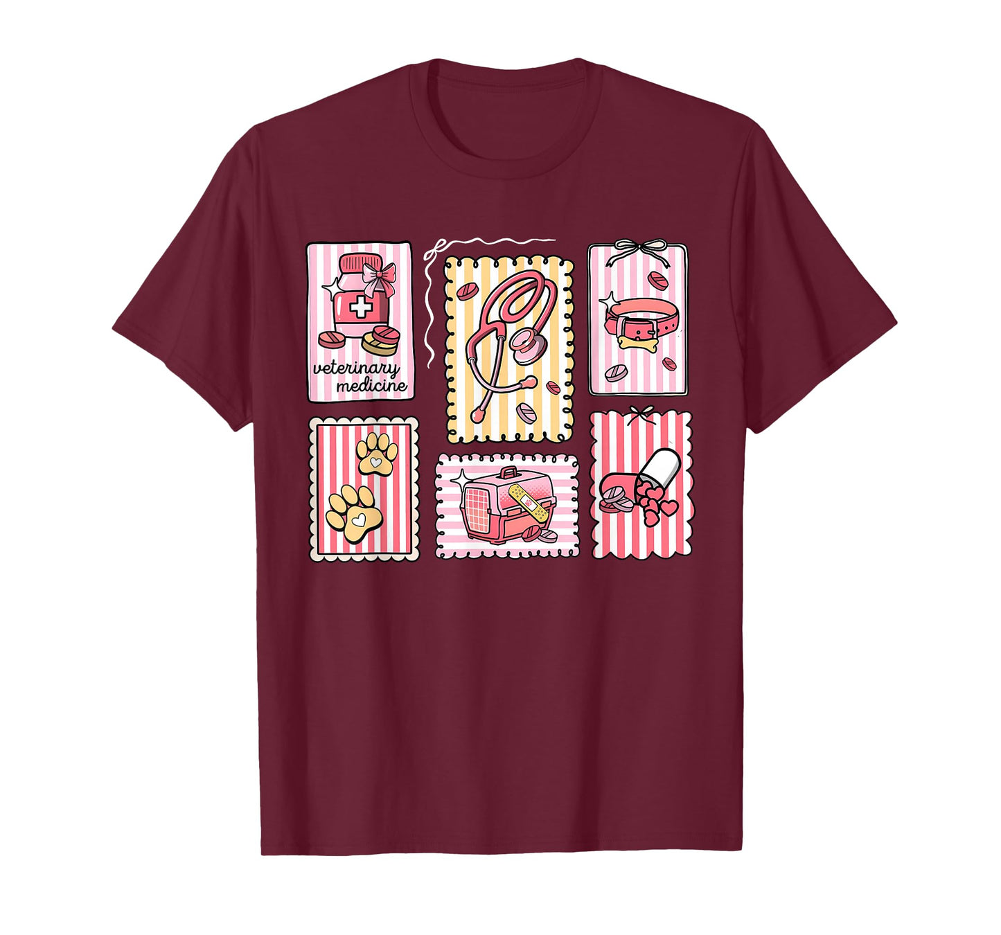 Coquette Stamp Veterinary Technician Vet Med Valentine Day T-Shirt