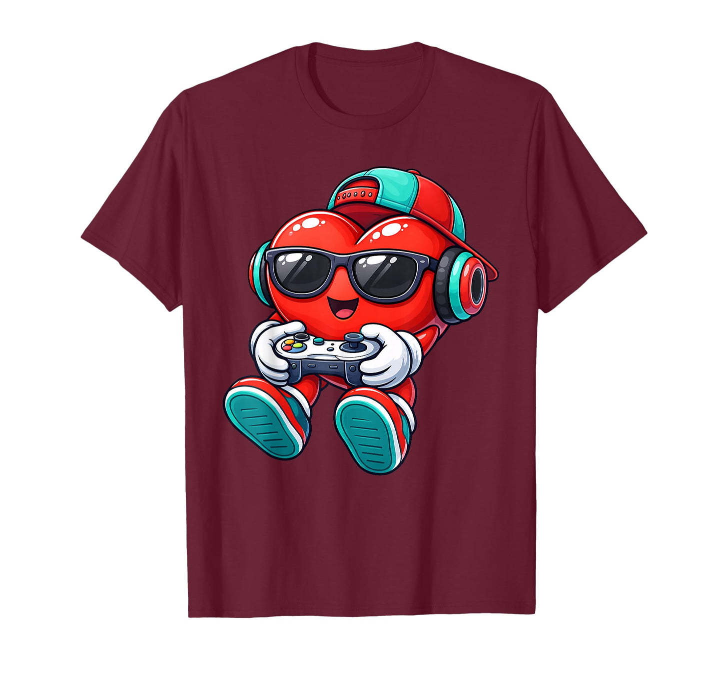 Video Game Heart Gamer Valentines Day for Teen Boys Girl Kid T-Shirt