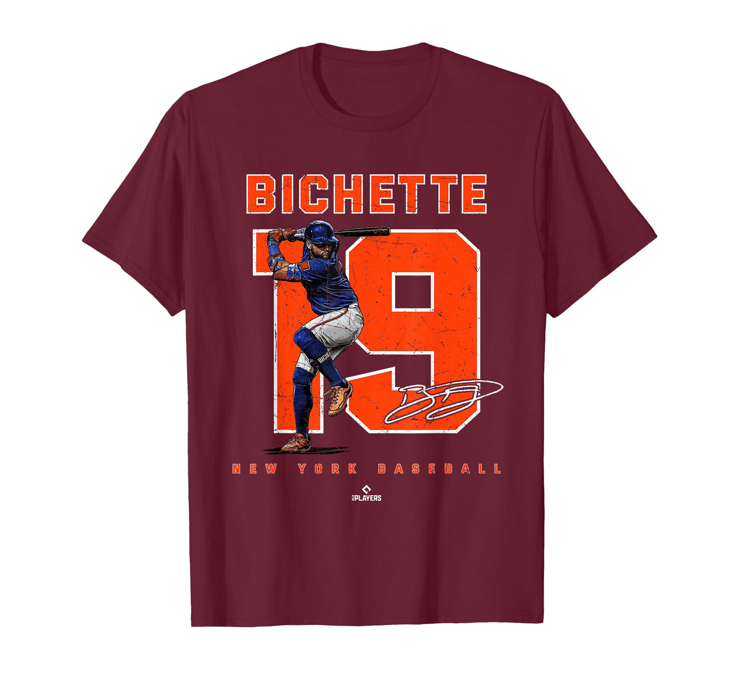 Number and Portrait Bo Bichette New York Baseball MLBPA T-Shirt
