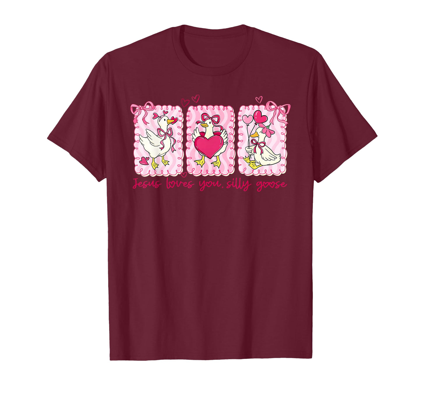 Preppy Valentine Jesus Loves You Silly Goose Girl Women T-Shirt