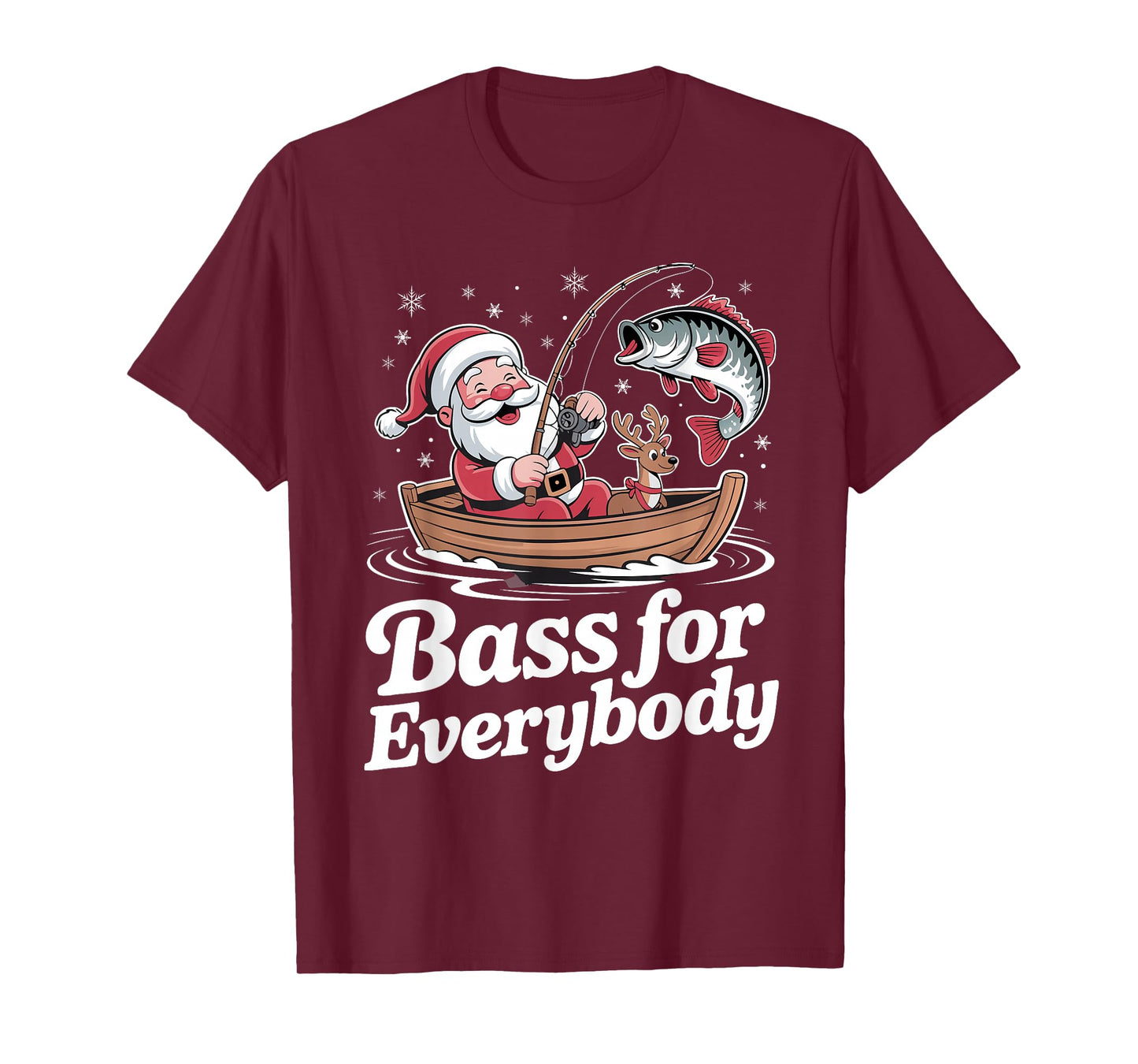 Christmas Santa Bass for Everybody Fishing Holiday Fisherman T-Shirt