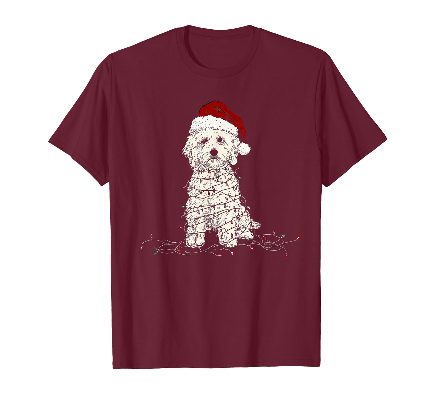 Funny Maltipoo Christmas Graphics Dog Lights Lover T-Shirt