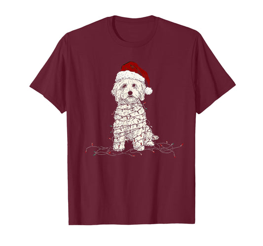 Funny Maltipoo Christmas Graphics Dog Lights Lover T-Shirt