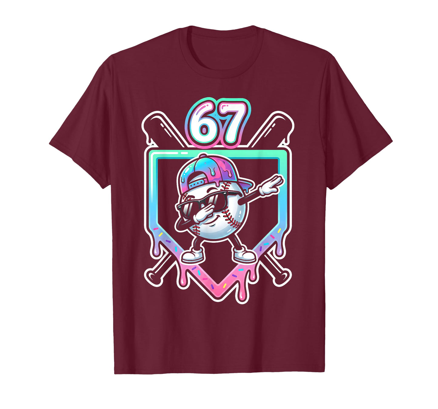 Baseball Ice Cream Drip 67 Player Dabbing Six Seven Boys T-Shirt