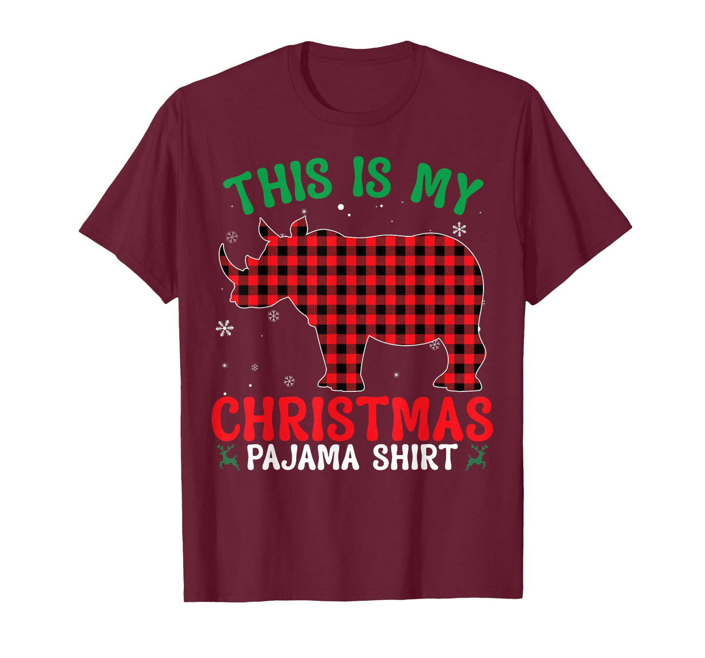 Funny Rhino Christmas PJ Pajama Men Women PJ for Family T-Shirt