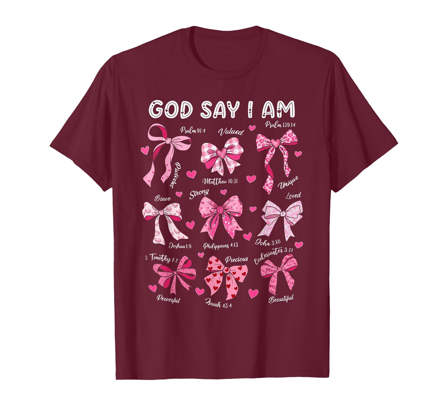 Bow God Say I Am Christian Girl Teen Women Bible Verse Jesus T-Shirt