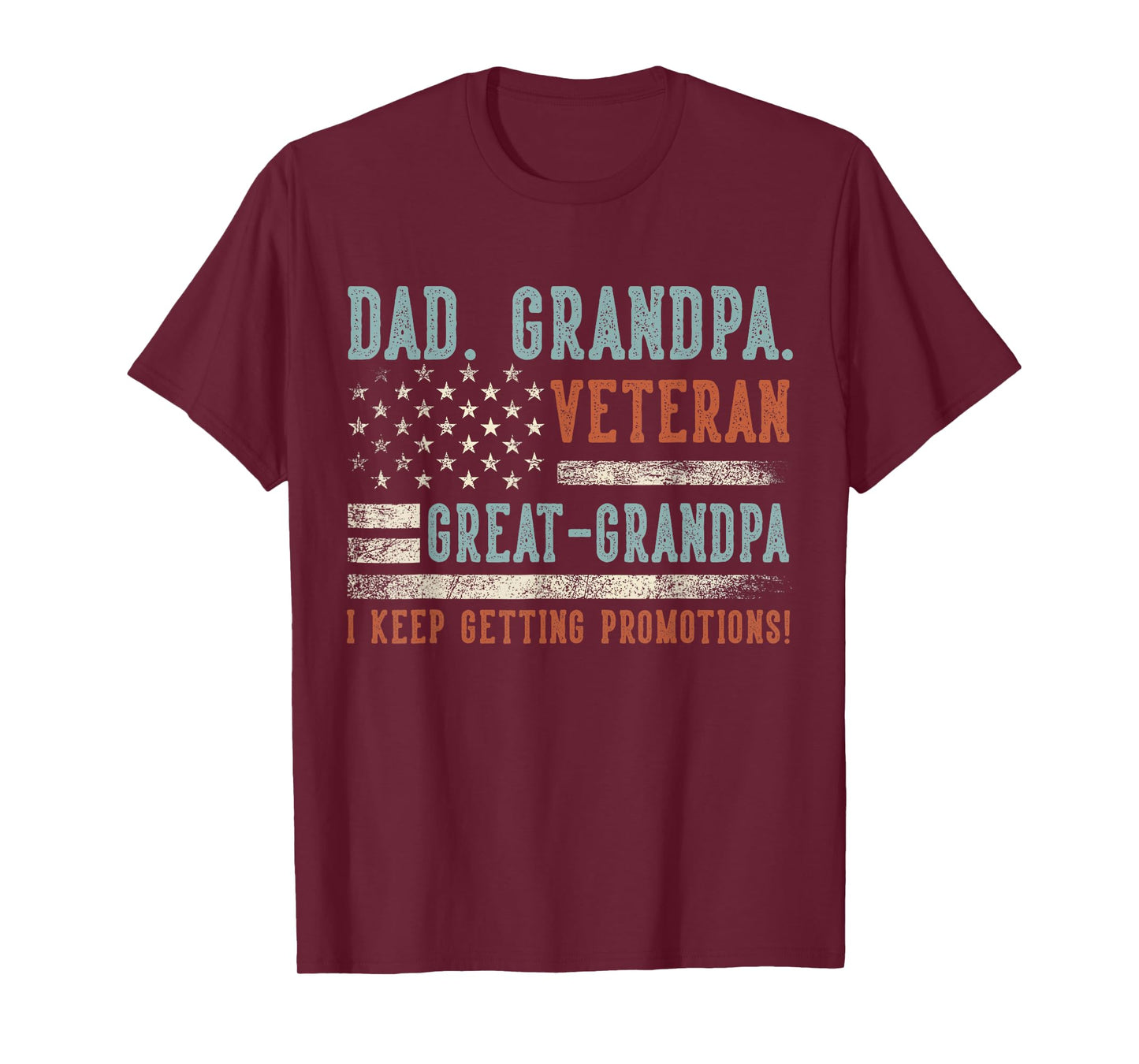 Dad Grandpa Veteran Great Grandpa USA Flag Papa Father's Day T-Shirt