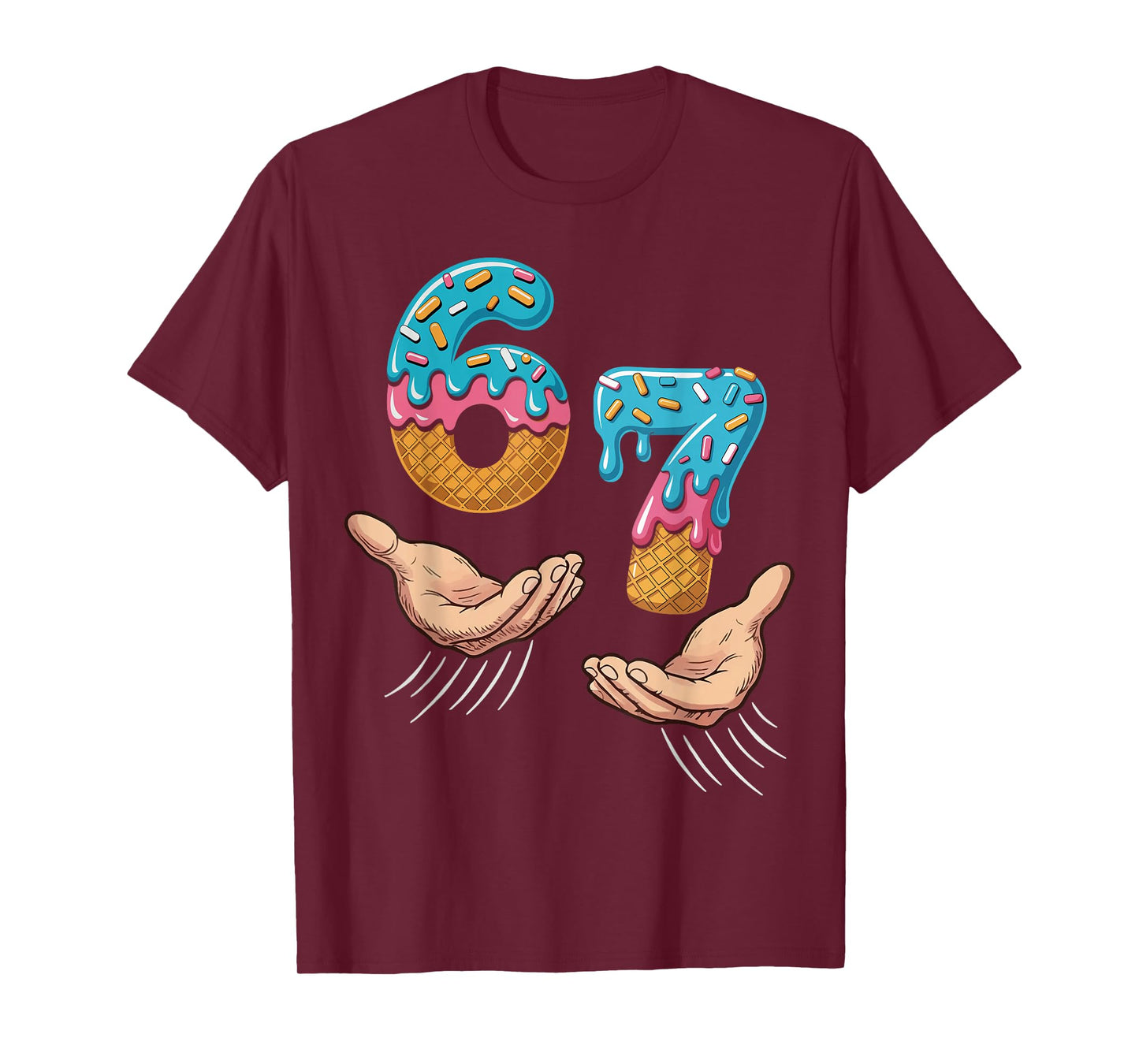 Six Seven 6 7 Ice Cream Hands Meme Graphic for Kids T-Shirt