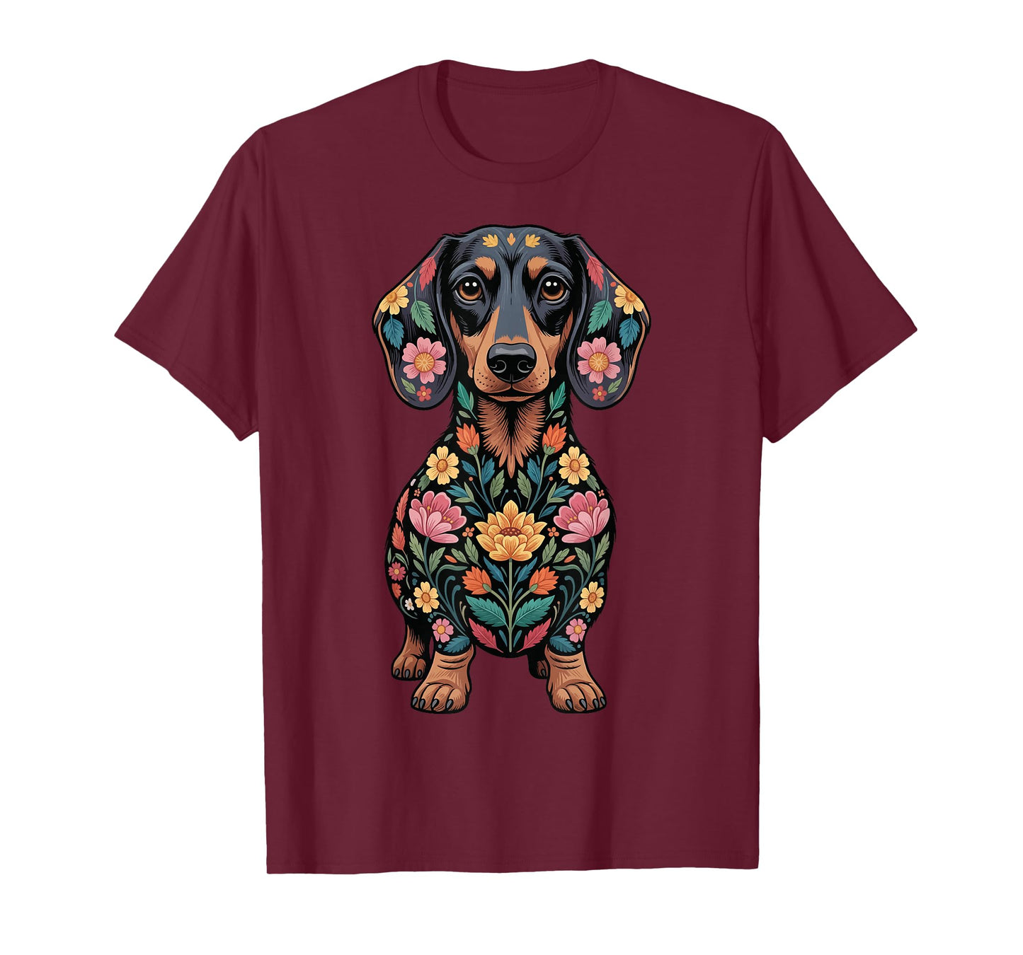 Dachshund Floral Weiner Dog Flowers T-Shirt