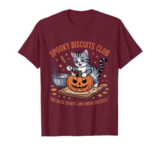 Spooky Biscuits Club Cat, Funny Halloween T-Shirt