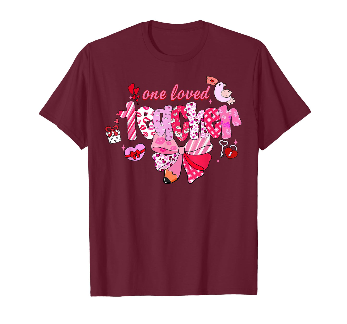 Teacher Valentine Loved Teacher Valentine's Day Coquette Bow T-Shirt
