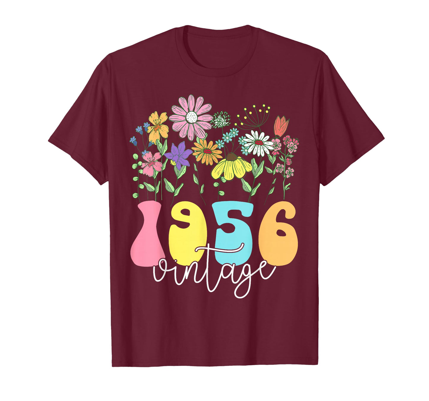 Vintage 1956 70 Years Old Flower 70th Birthday Floral Women T-Shirt