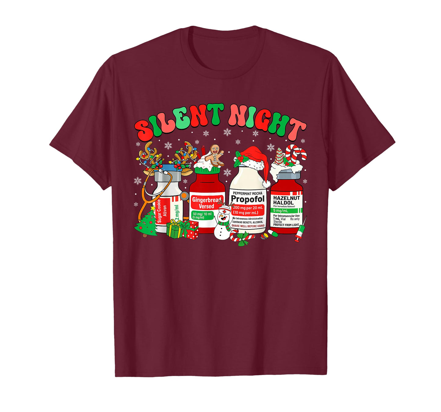 Retro Propofol Silent Night ER ED RN ICU Nurses Christmas T-Shirt
