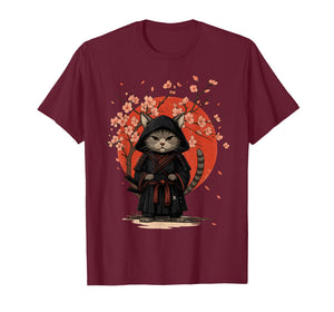 Vintage Anime Cat Japanese Art Funny Samurai Cat T-Shirt