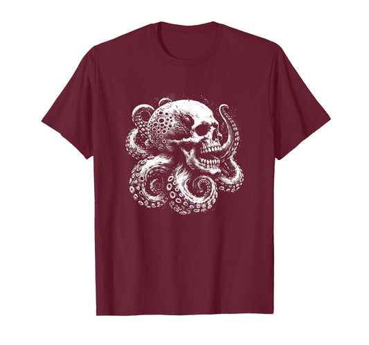 Dark Horror Octopus Sea Monster Kraken Skull Octopus T-Shirt